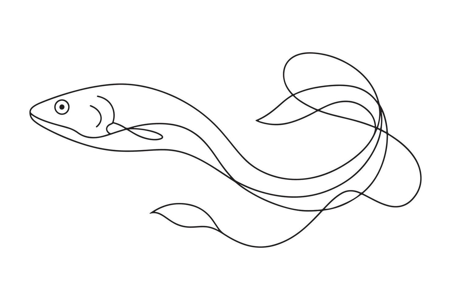 Eel Continuous line art illustration on white background. vector