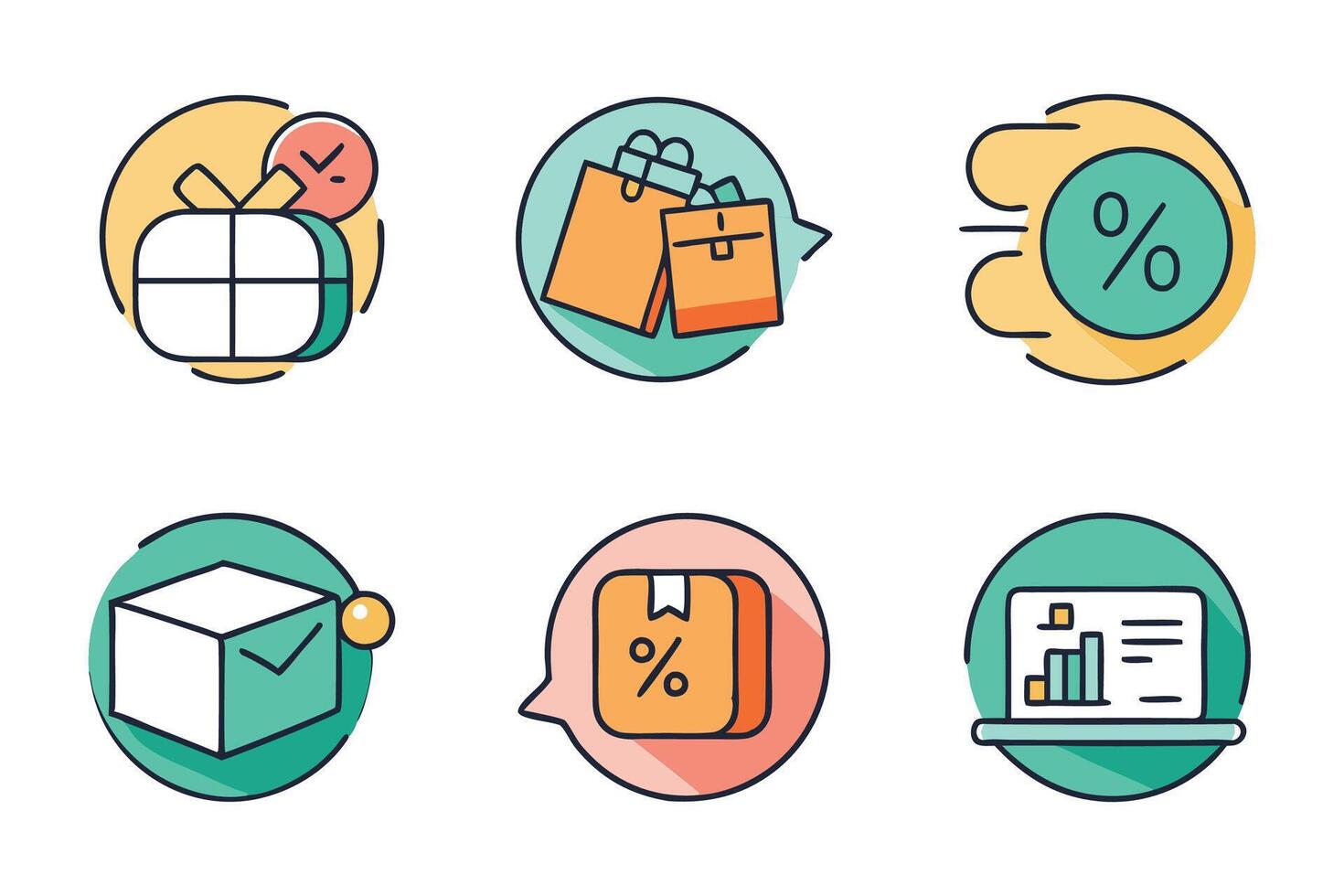 Sale, discount, price reduction Related colorful icons set illustration on white background. vector