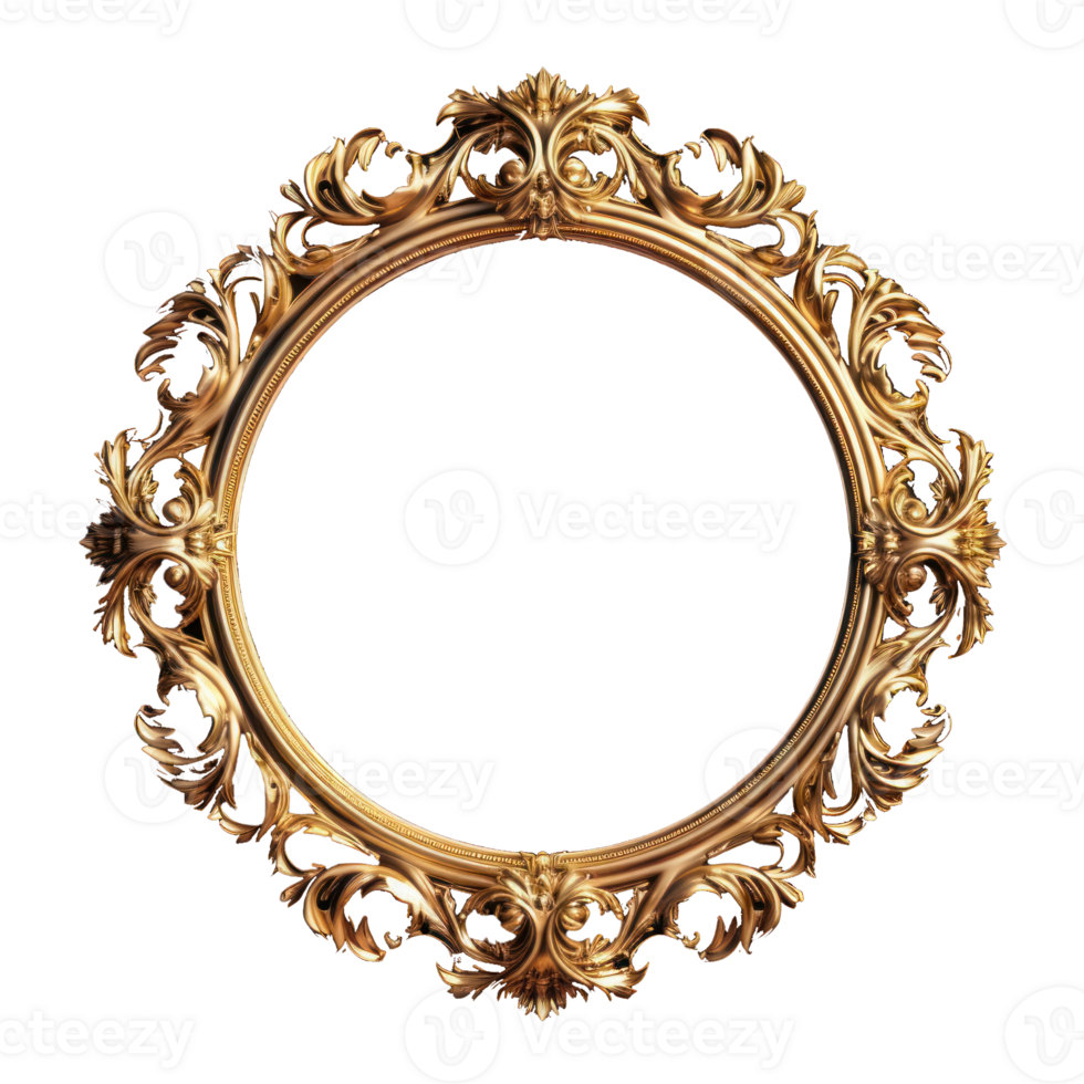 gold frame with ornate design on transparent background png