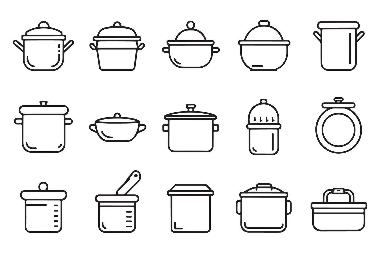 Cookware related icon set isolated flat illustration on white background vector