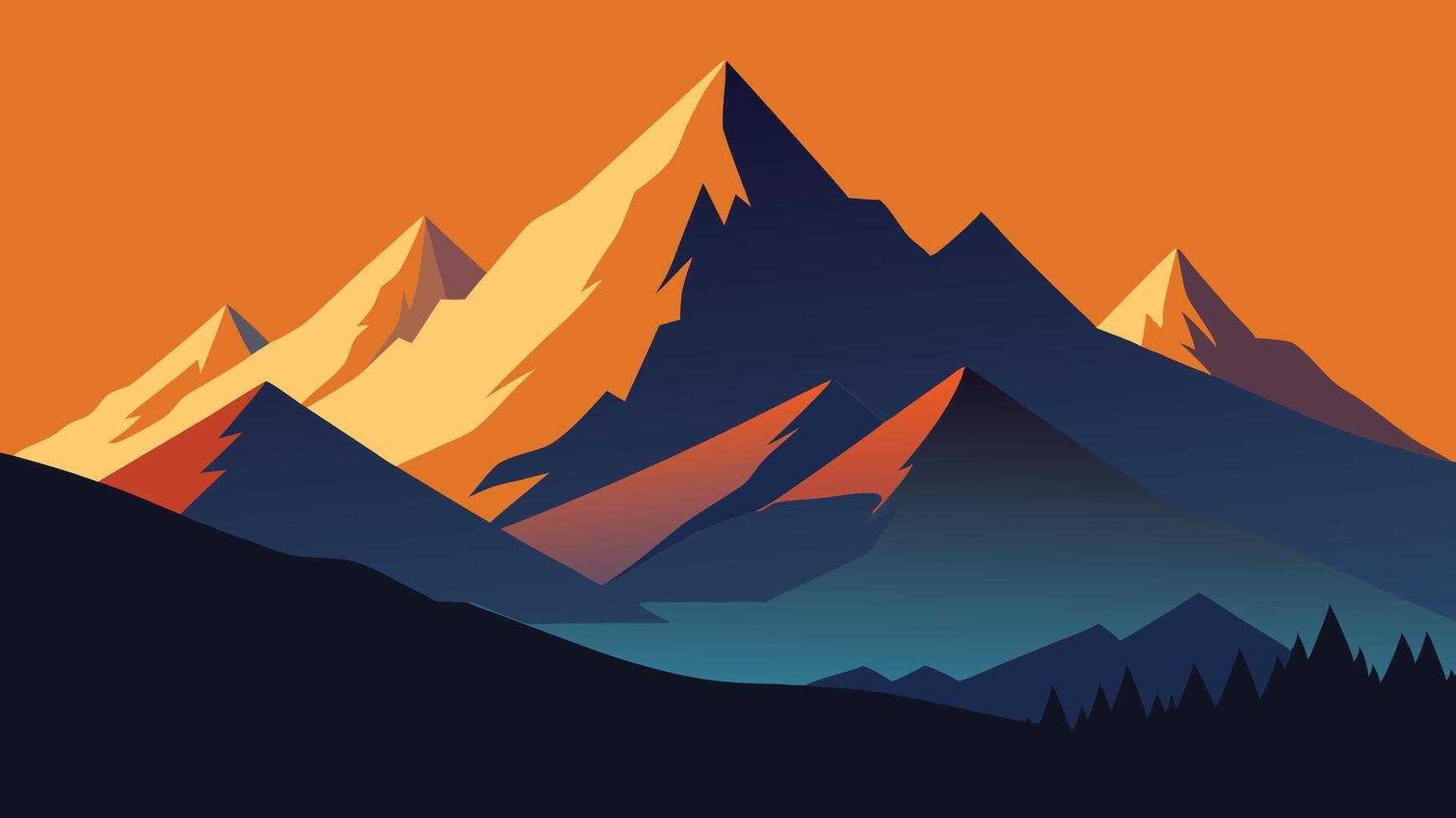 vintage image of mountains flat illustration vector