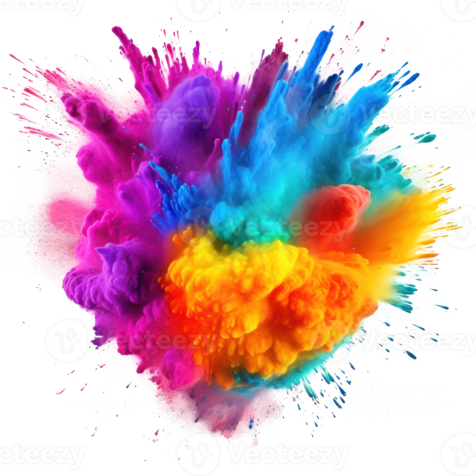 colorful powder explosion on transparent background png
