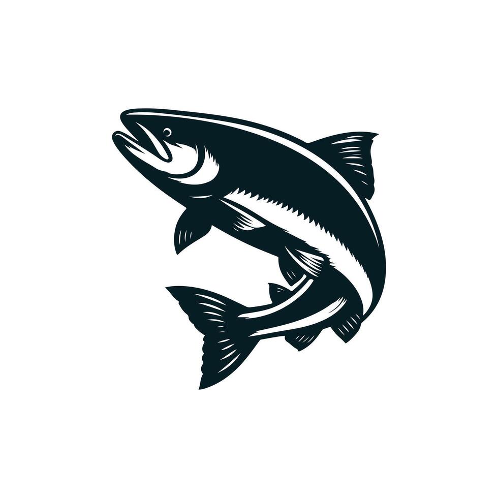Salmon or trout fish icon of design Salmon fish silhouette in illustration vector