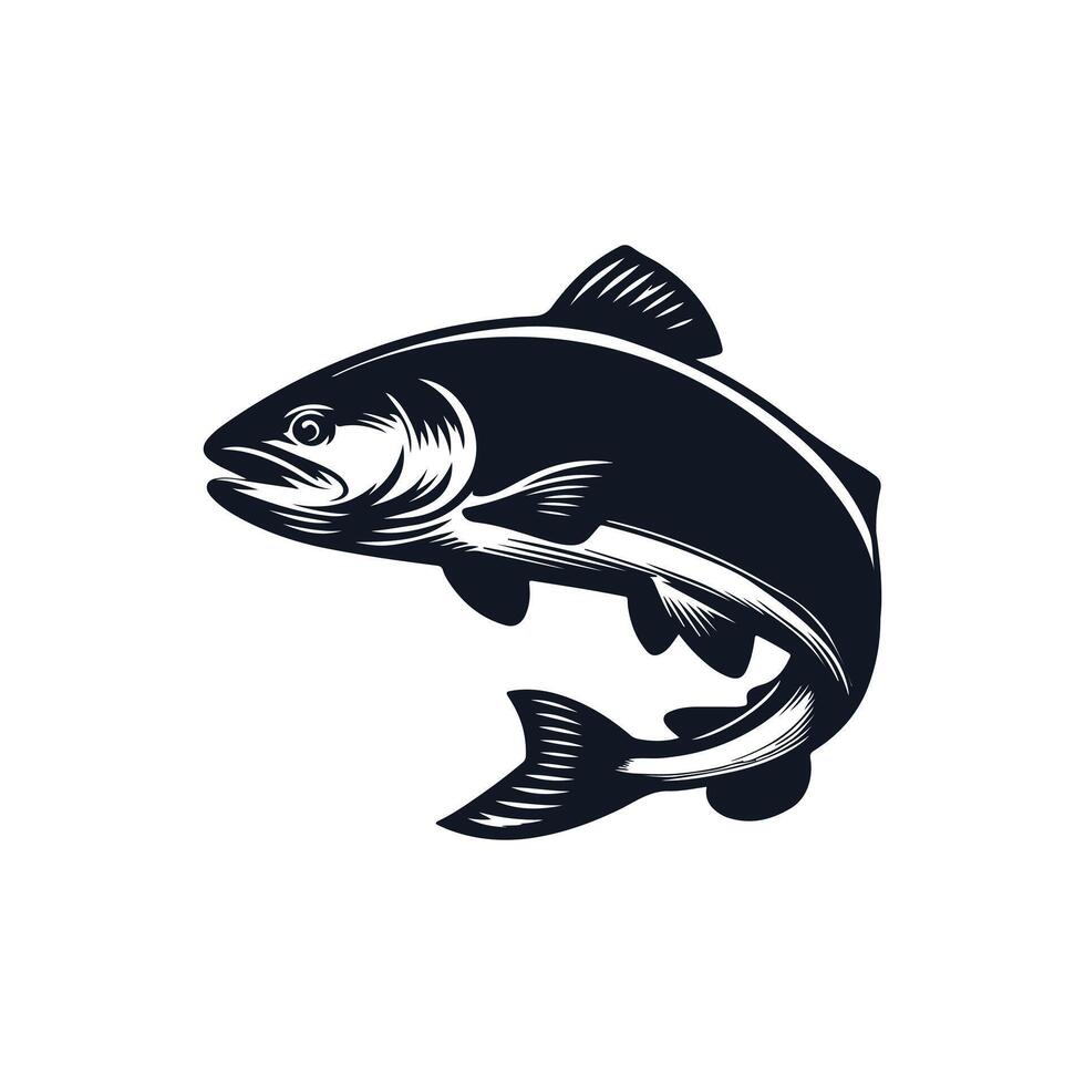 Salmon or trout fish icon of design Salmon fish silhouette in illustration vector