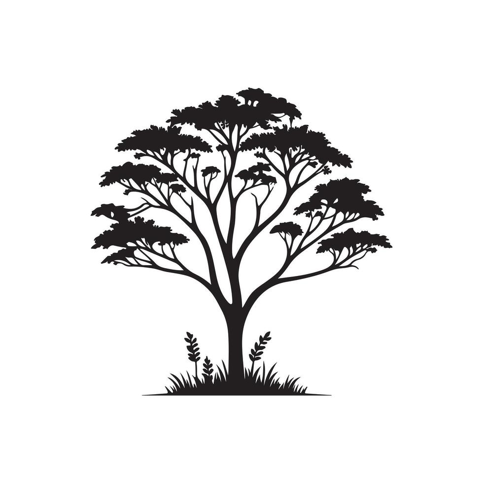 Free tree silhouettes illustration on white background vector