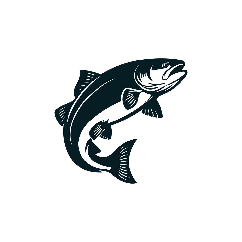 Salmon or trout fish icon of design Salmon fish silhouette in illustration vector