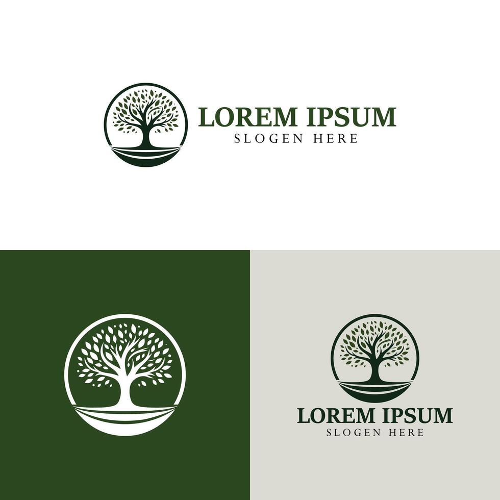 Abstract tree with roots logo design template vector