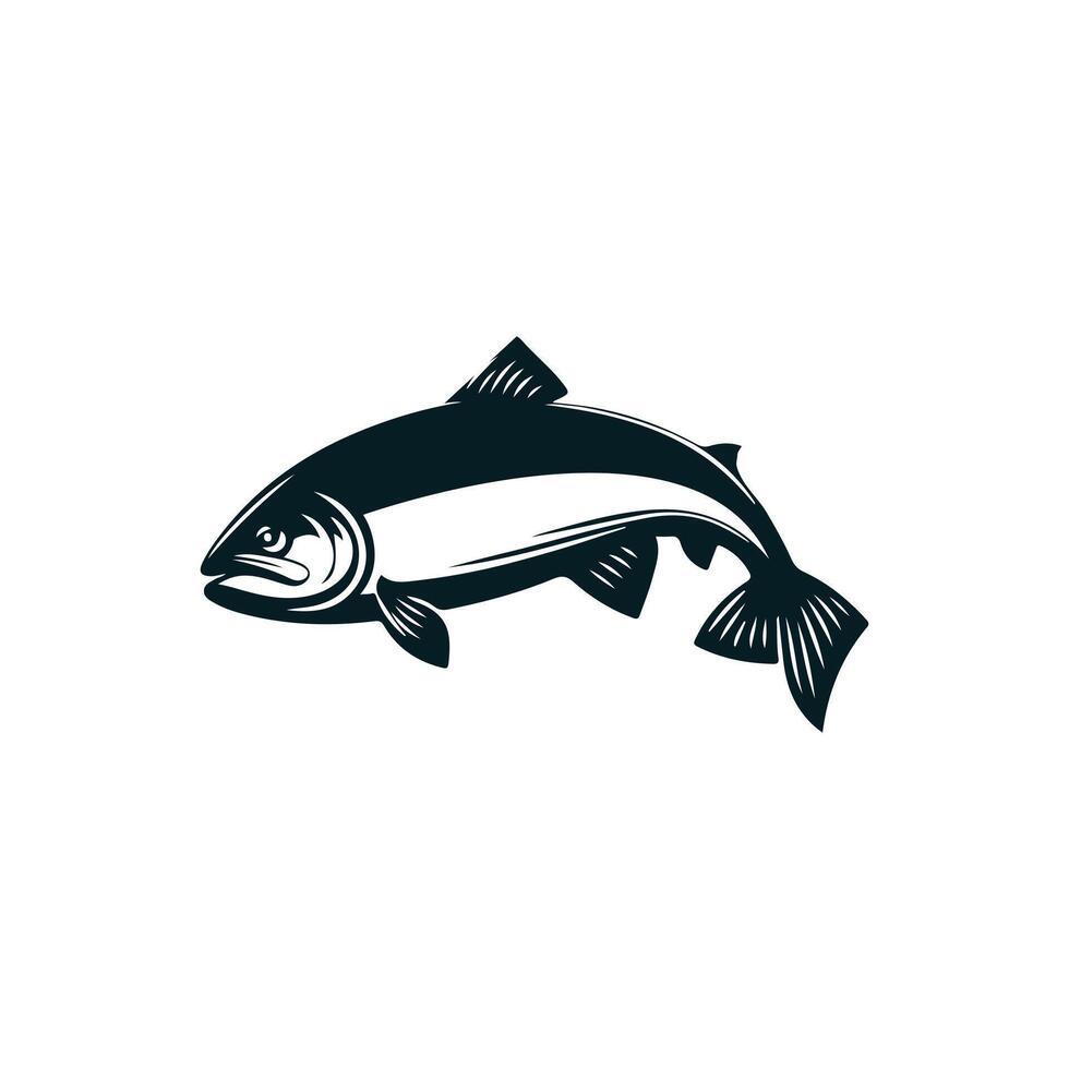 Salmon or trout fish icon of design Salmon fish silhouette in illustration vector