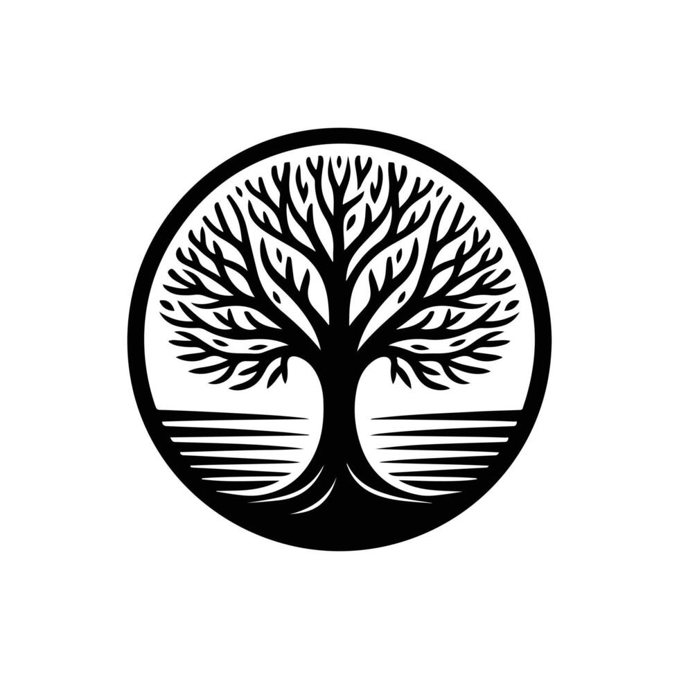 Abstract tree with roots logo design template vector