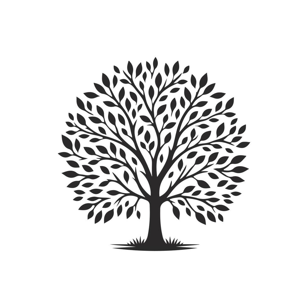 Silhouette tree design template. tree branch love illustration design vector