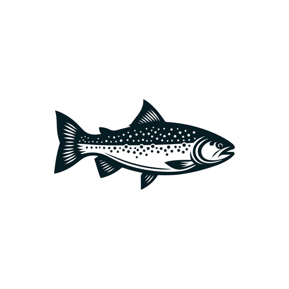 Salmon or trout fish icon of design Salmon fish silhouette in illustration vector