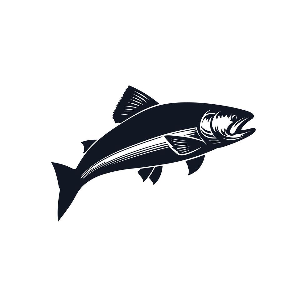 Salmon or trout fish icon of design Salmon fish silhouette in illustration vector