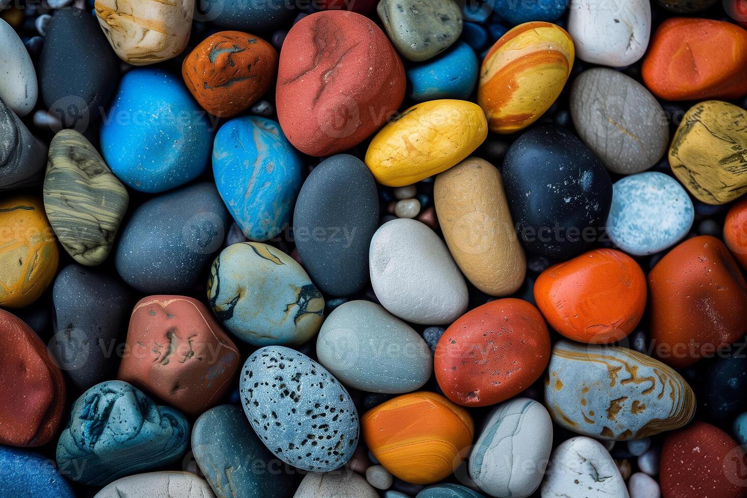 Different colored pebbles arranged in a pattern representing diversity, equity, and inclusion photo