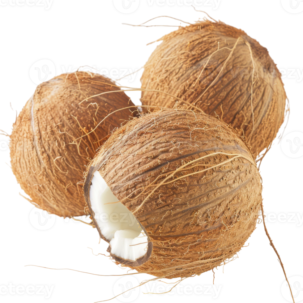 Coconut, fruit realistic Illustration. Realistic Transparent file. Mockup template for artwork graphic design png