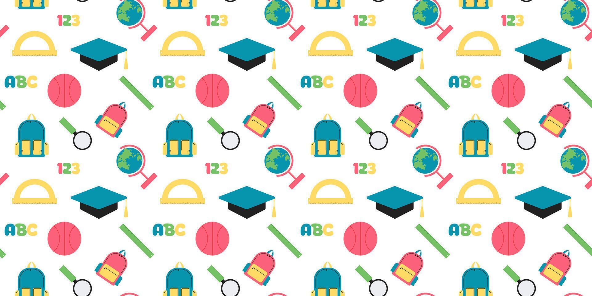 seamless Pattern of welcome back to school with school supplies. Back To School Background. Super sale. illustration. vector