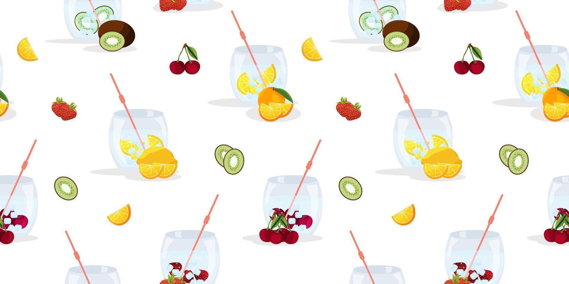 seamless summer pattern with drinks, cocktails. illustration. Summer background. vector