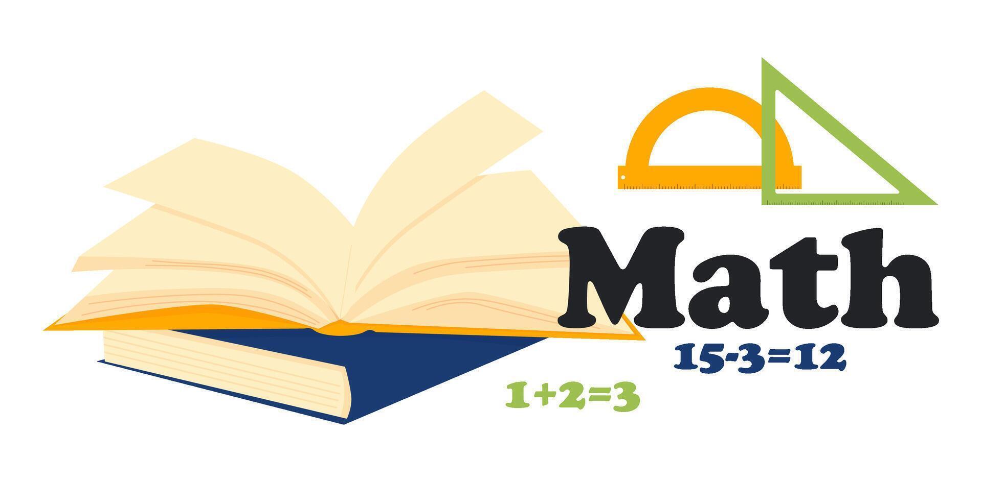 School Math discipline. books and rulers . flat illustration vector