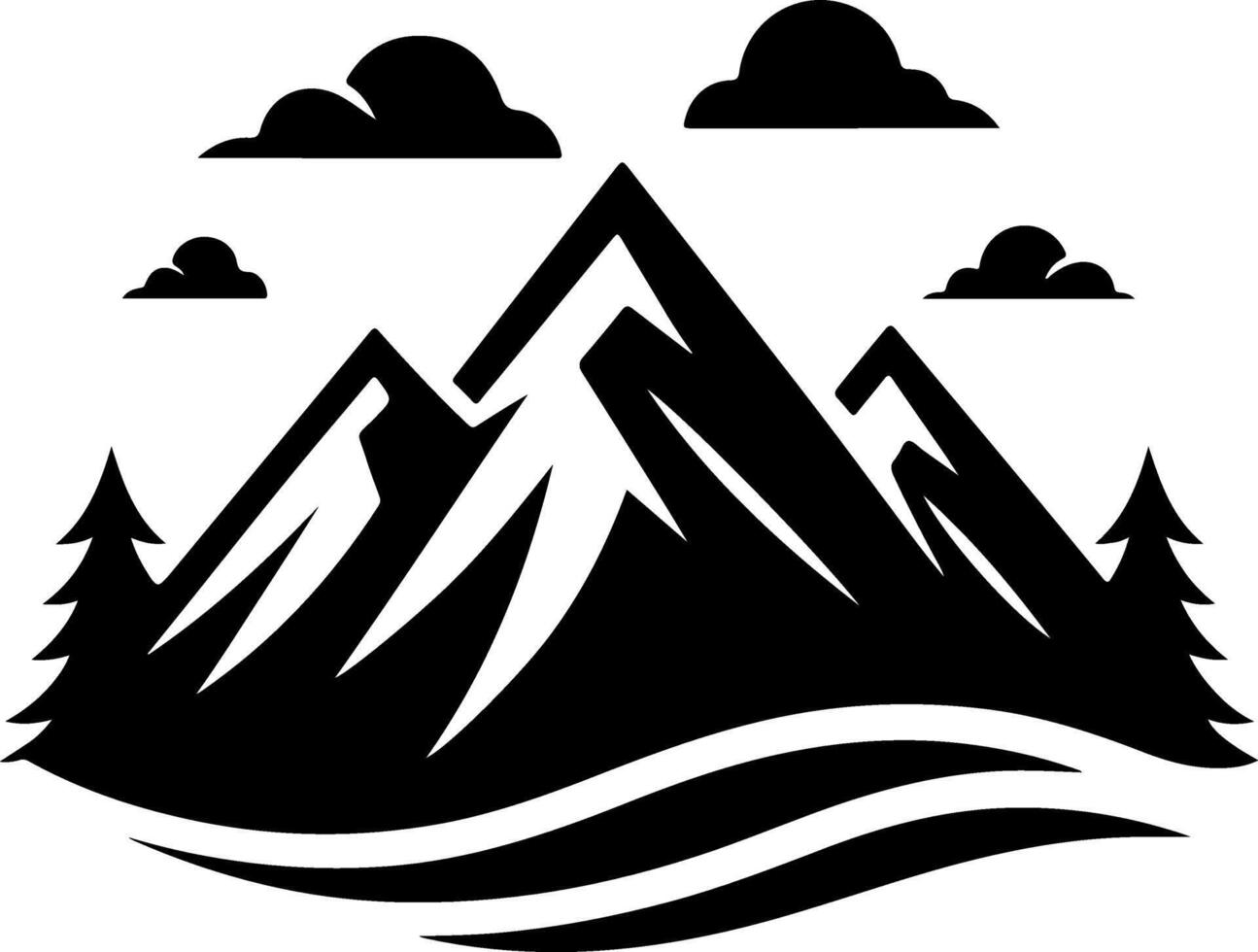 Collection of Mountain Silhouettes Clip Art vector