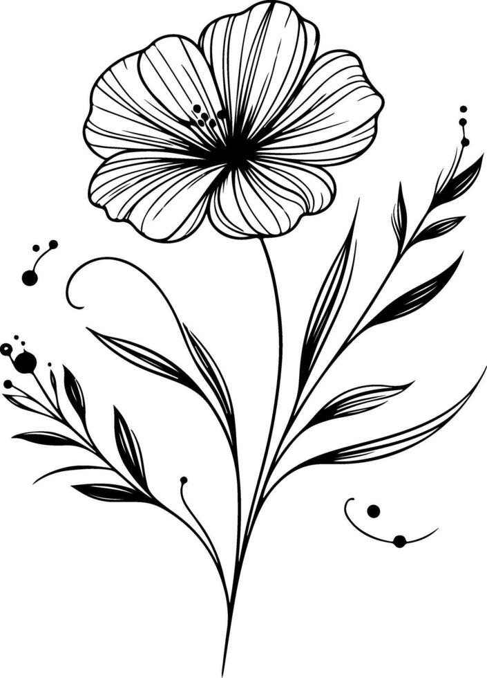Beautiful rose line art sketch vector