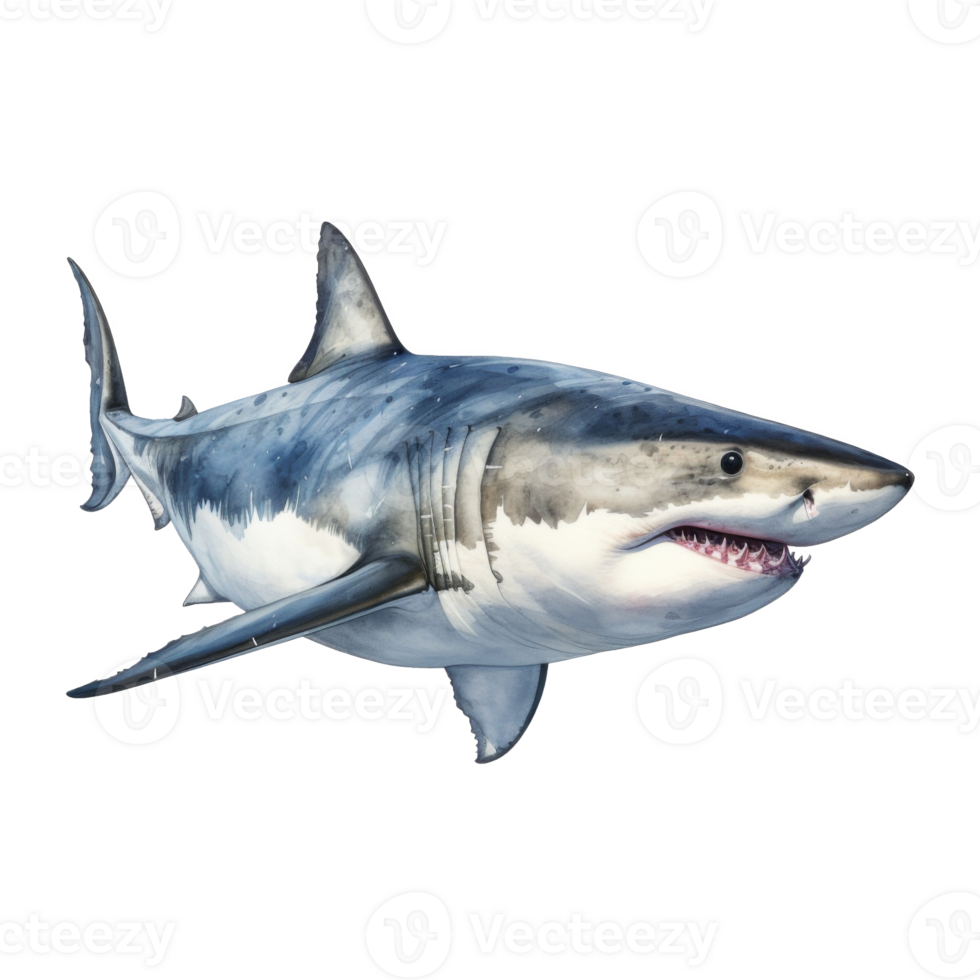 Great White Shark, Animal Illustration. Watercolor Style png