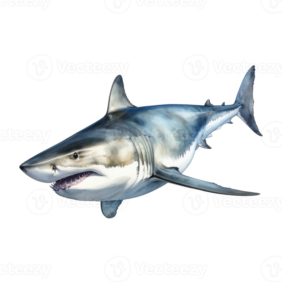 Great White Shark, Animal Illustration. Watercolor Style png