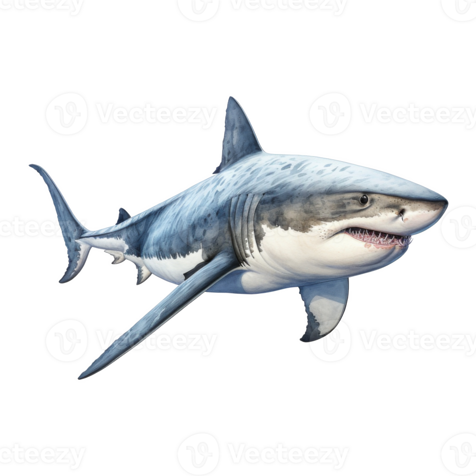 Great White Shark, Animal Illustration. Watercolor Style png