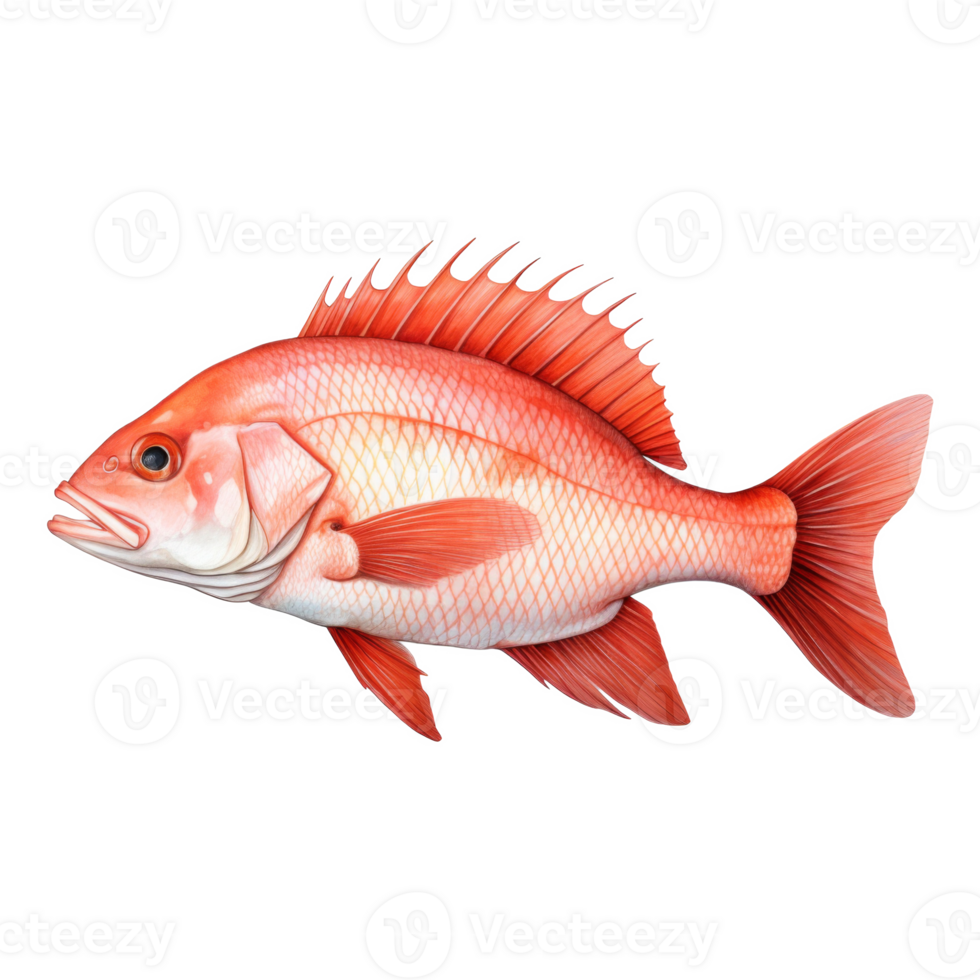 Red Snapper, Animal Illustration. Watercolor Style png