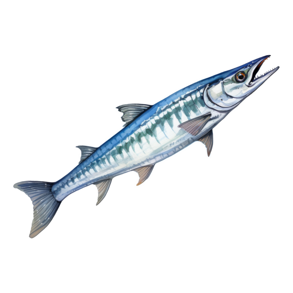 Barracuda, Animal Illustration. Watercolor Style png