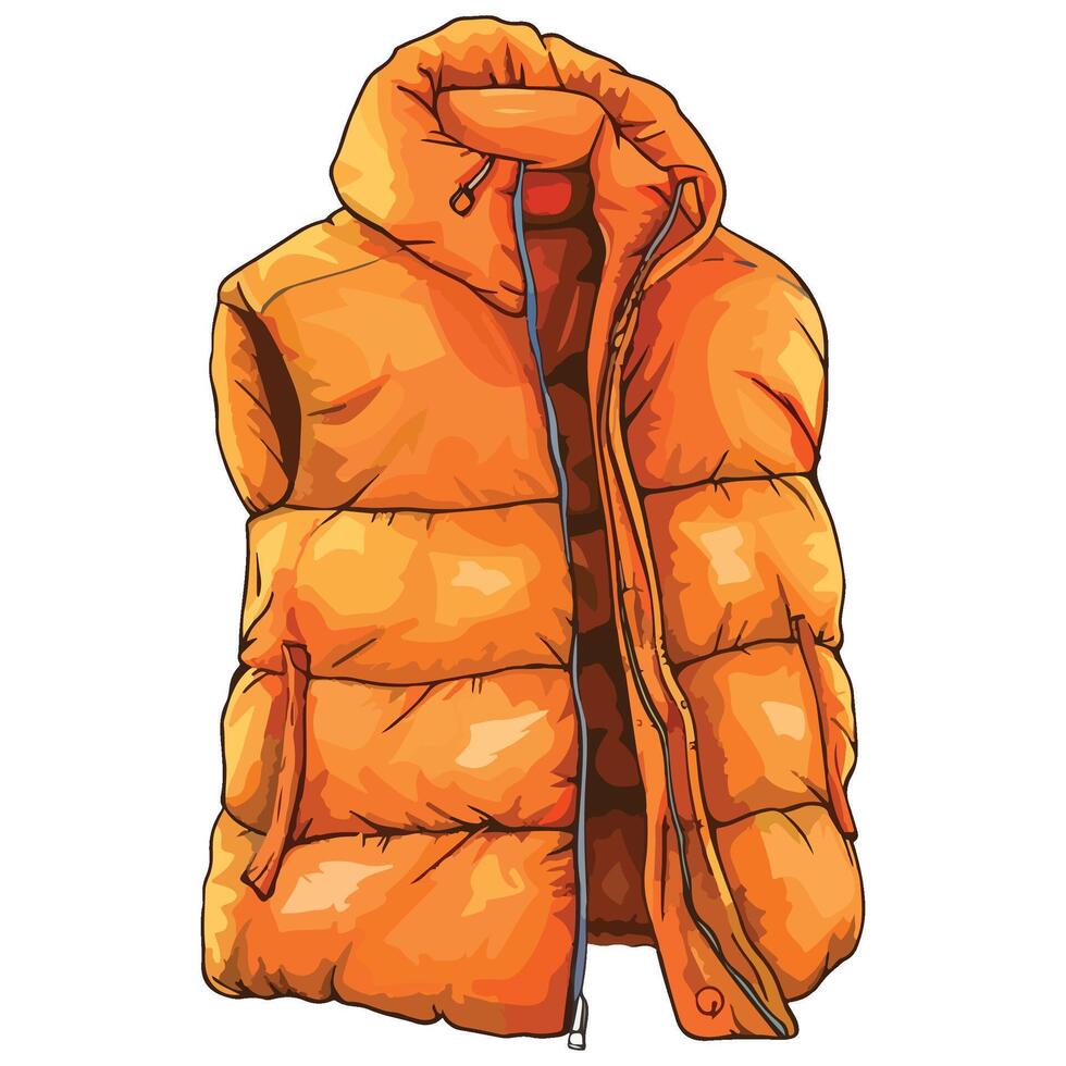 Orange Down Vest, Waistcoat illustration vector