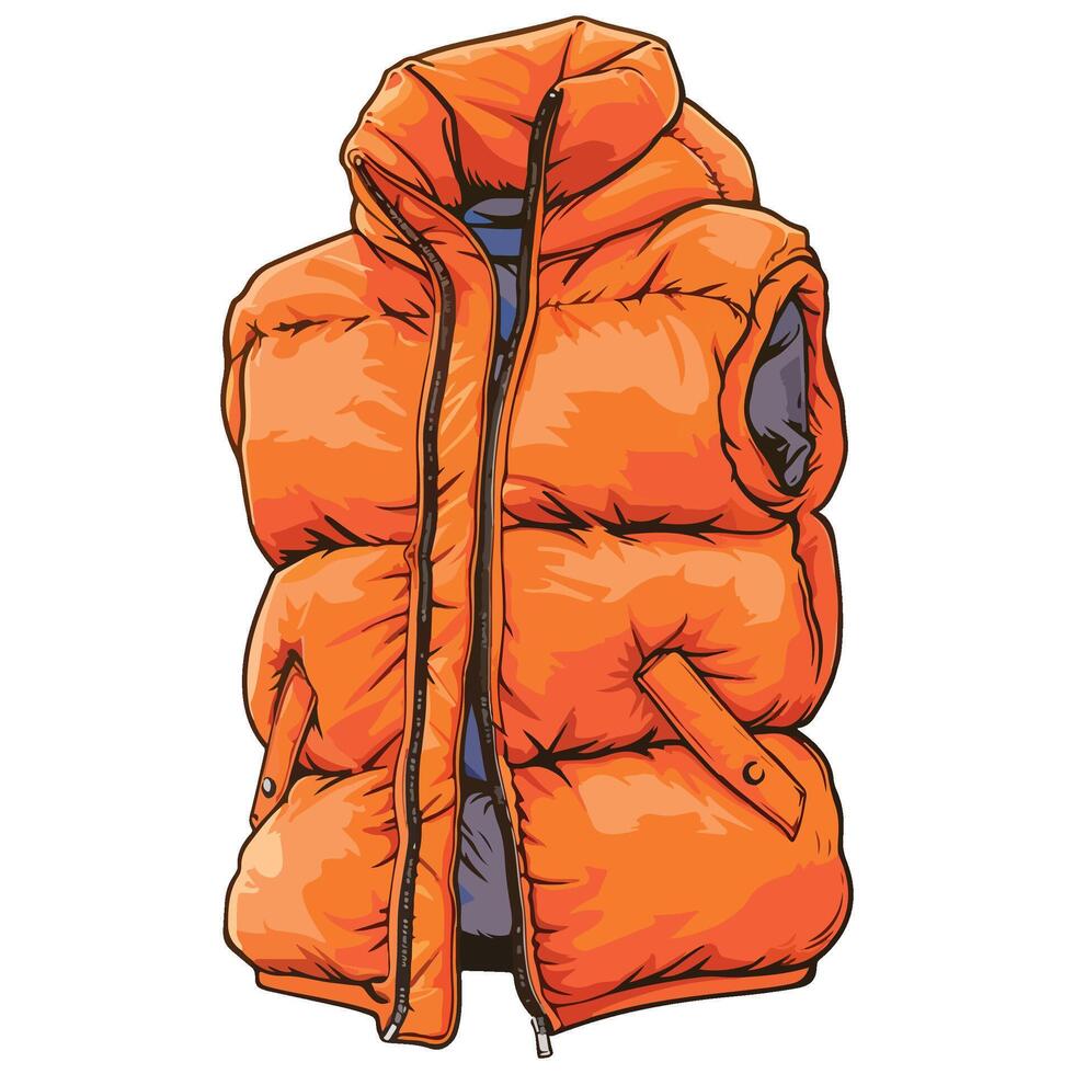 Orange Down Vest, Waistcoat illustration vector