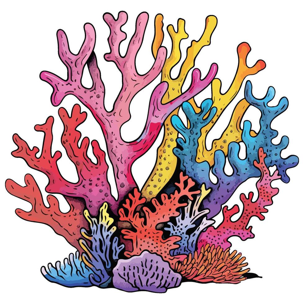 Colorful coral reef illustration vector