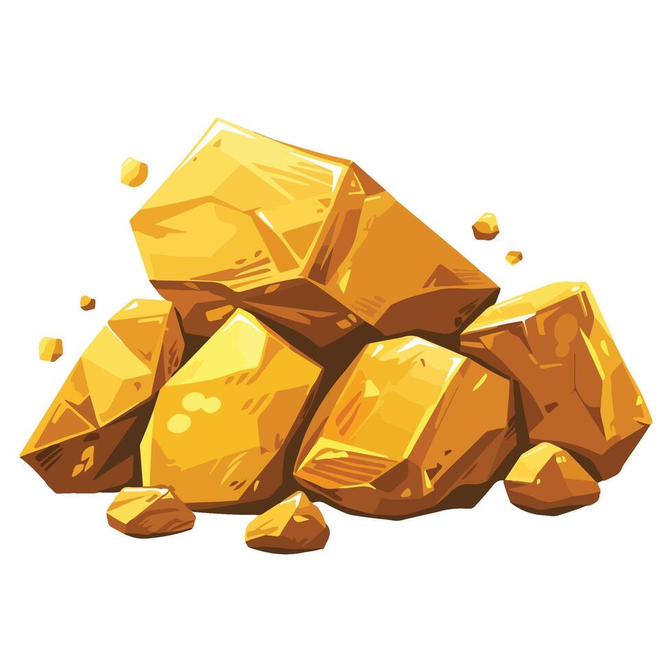 Nuggets of gold from the gold mine. Rolling stones of gold vector