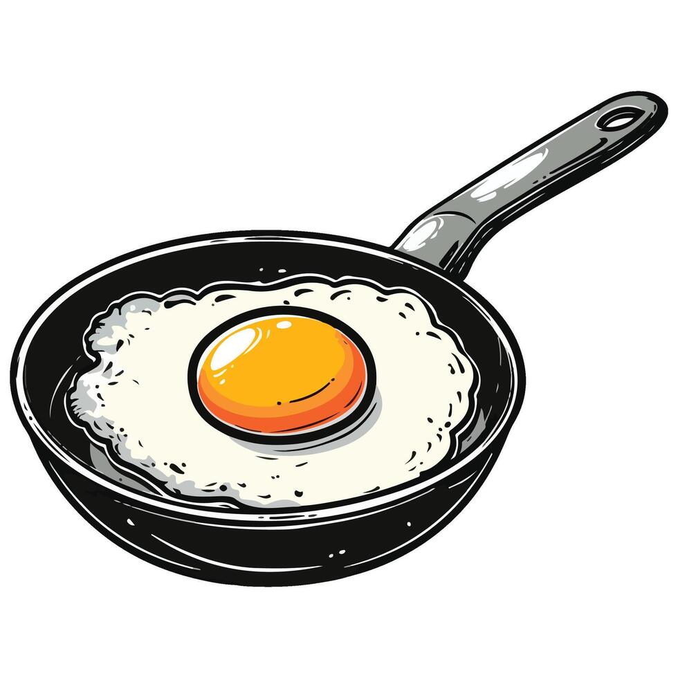 egg frying in a fry pan illustration vector
