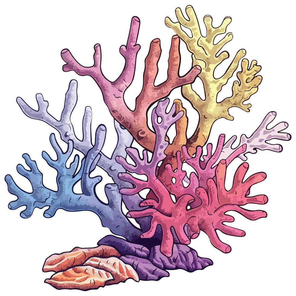 Colorful coral reef illustration vector