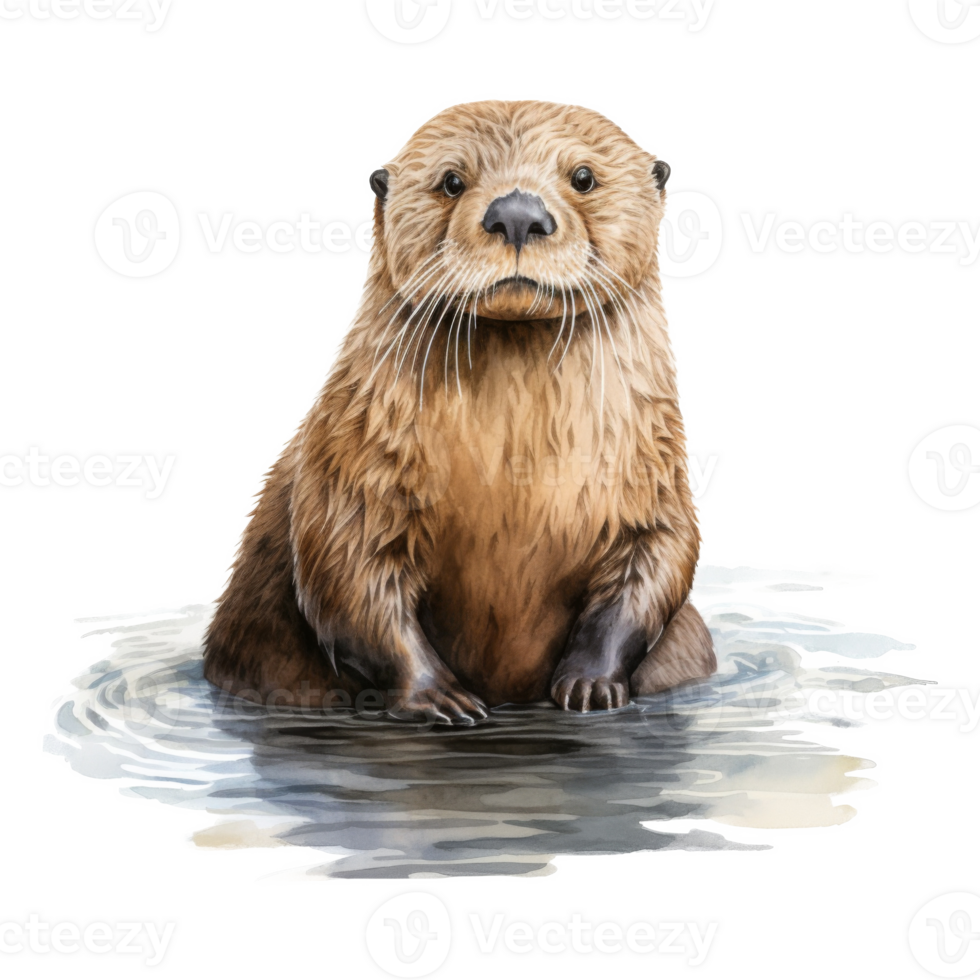 Sea Otter, Animal Illustration. Watercolor Style png