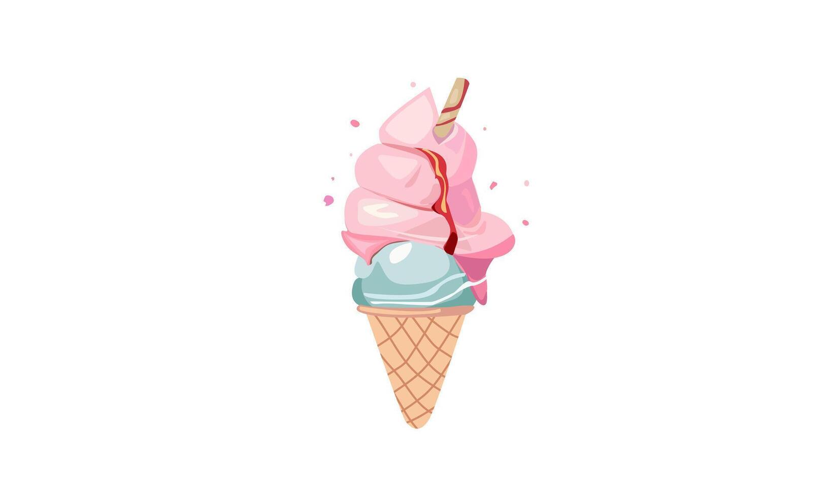 cartoon style summer design for season postcard or poster background with ice-cream. White background , cartoon style pastel color for your design. vector