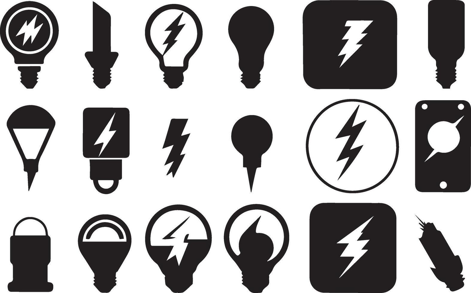 electric light bulb icon set illustration vector