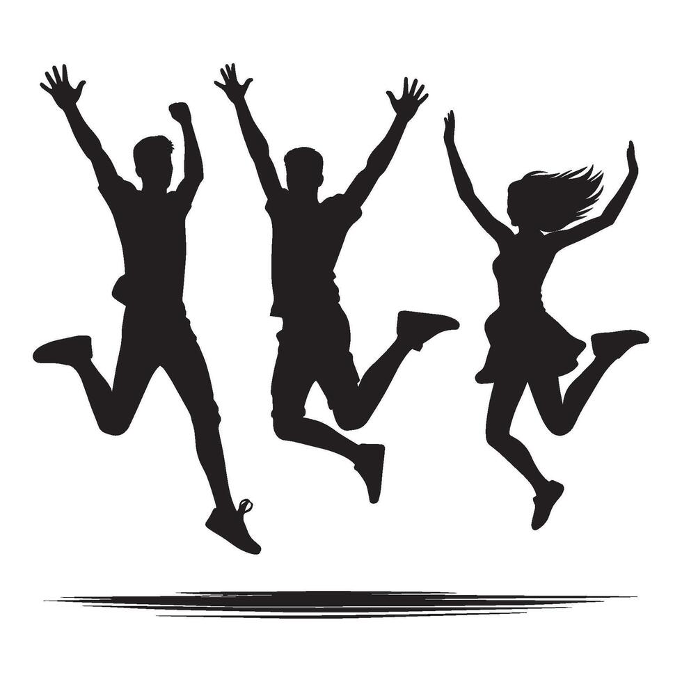 Group of friends enjoying friendship day silhouette illustration isolated on a white background vector