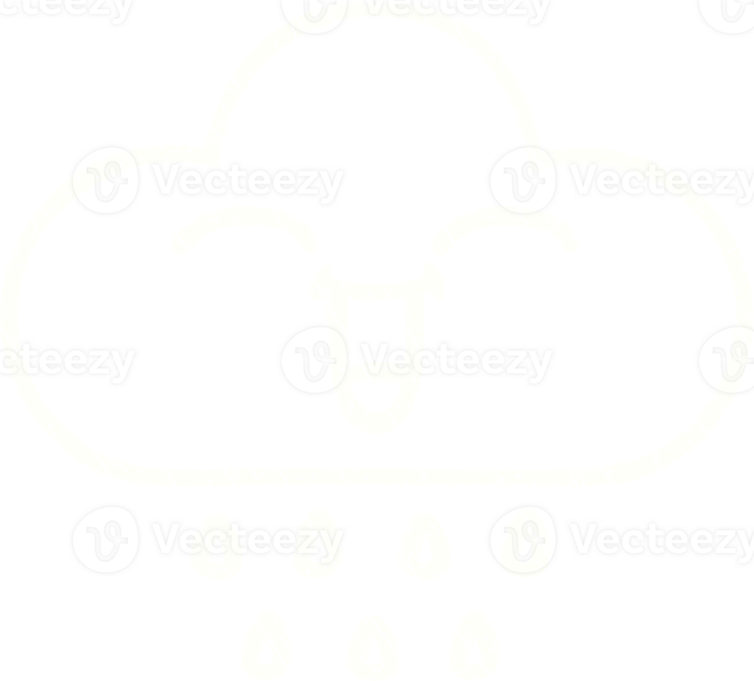 a cloud with rain drops on it, with a smile face png