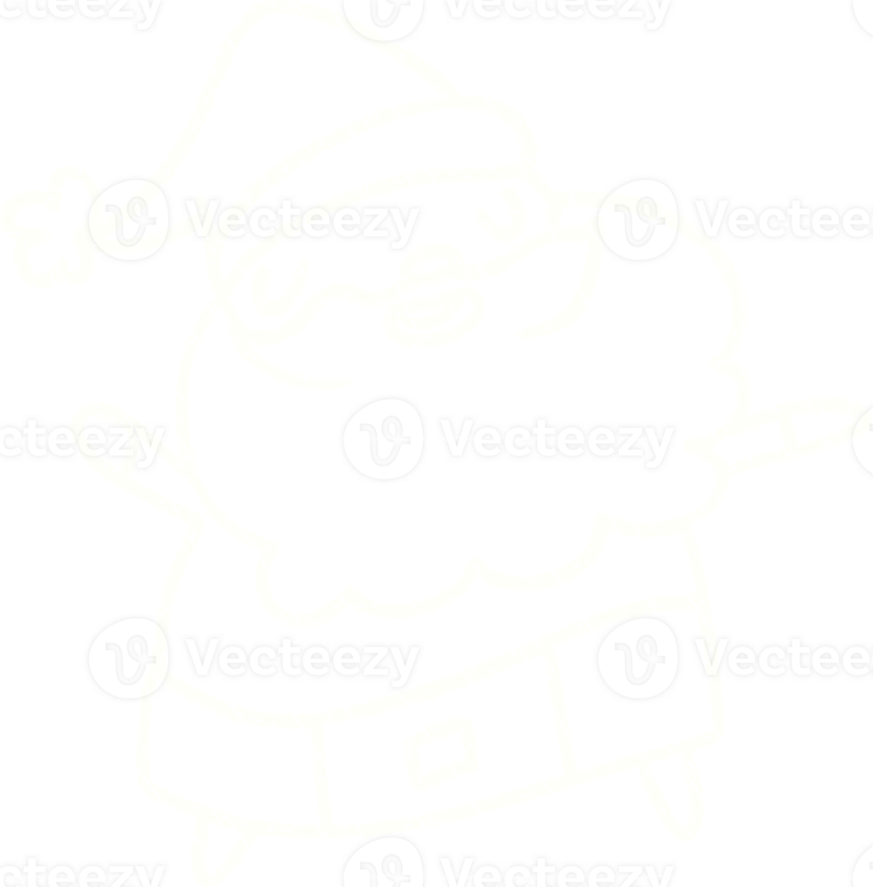 a white outline of a santa claus drawing png