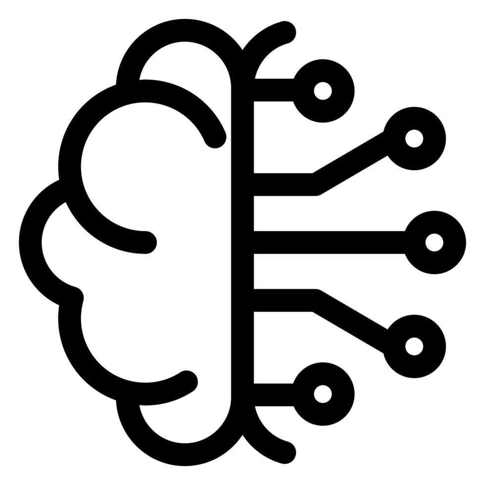 ai mind line icon illustration isolated on white background vector