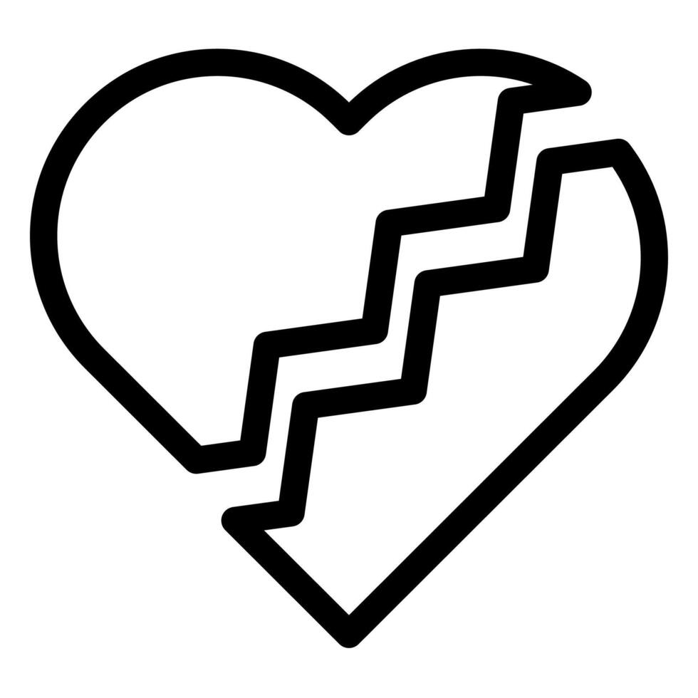 broken heart line icon illustration isolated on white background vector
