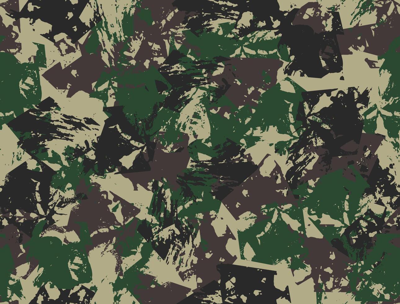 Grunge camouflage, modern fashion design. Dirty brush stroke camo military pattern. Army uniform. fashionable, fabric. Seamless texture. vector