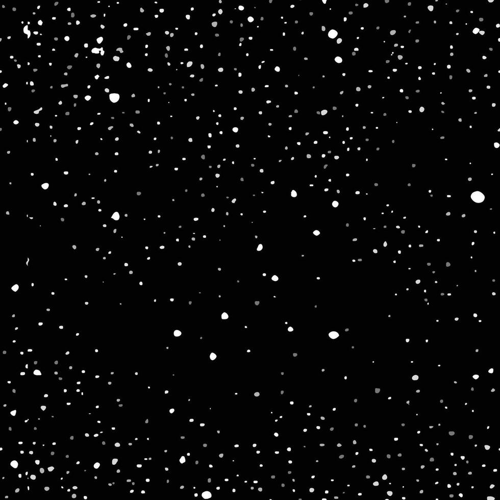 Falling snow flakes, Chaotic dots the gradient. Isolated on black background. Winter snowfall vector