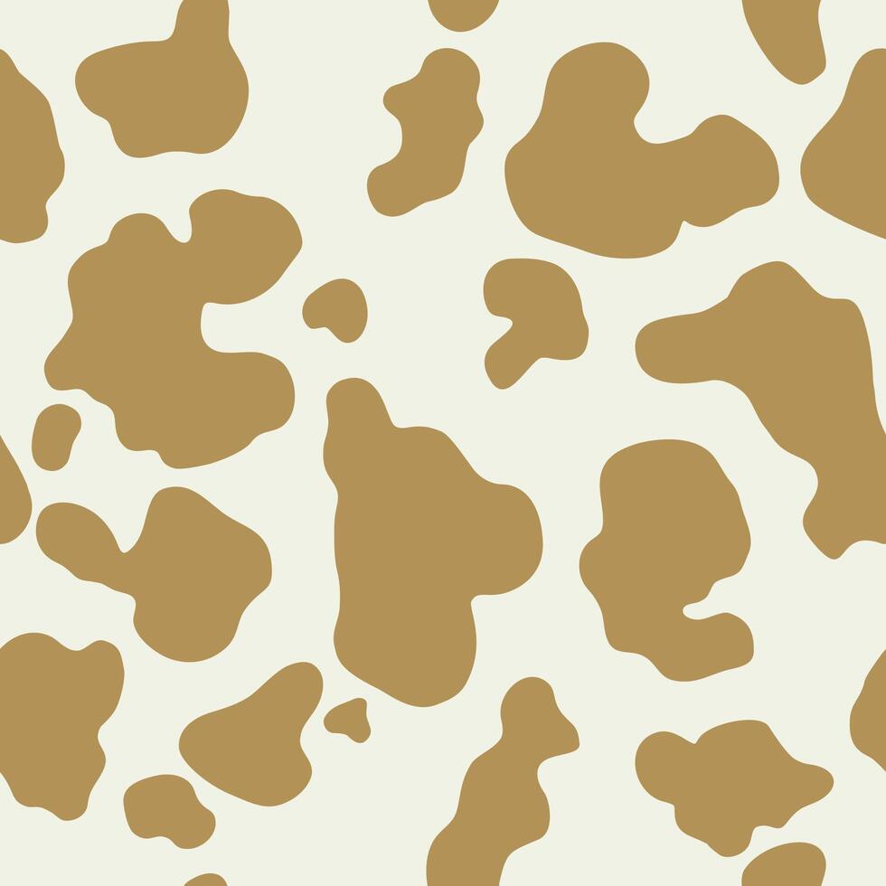 Cow skin in brown and white spotted, seamless pattern, animal texture vector