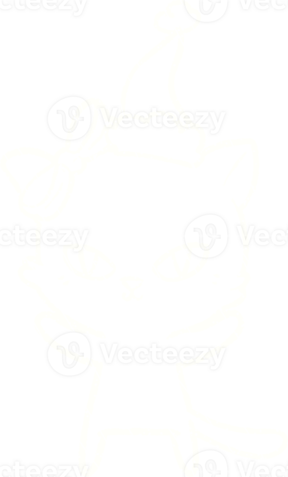 a drawing of a cat wearing santa hat with a white outline png