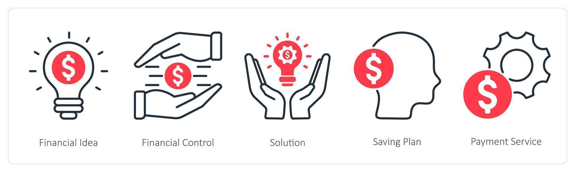 A set of 5 Banking icons as financial idea, financial control, solution vector