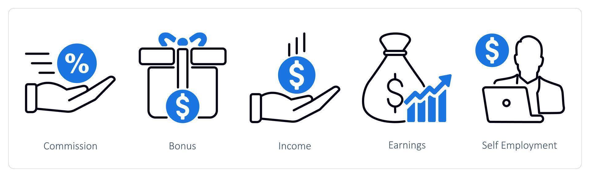 A set of 5 Banking icons as commission, bonus, income vector