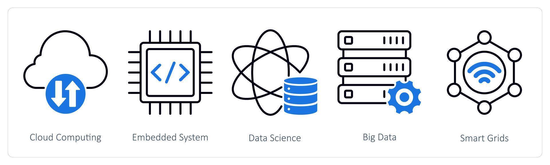 un conjunto de 5 5 industrial íconos como nube informática, incrustado sistema, datos Ciencias vector