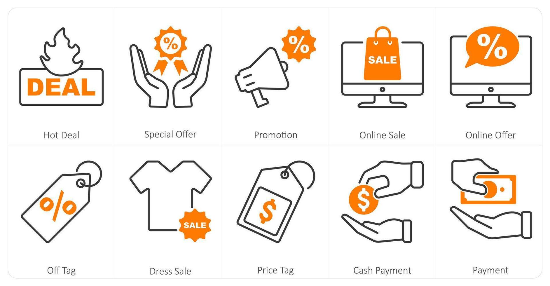 A set of 10 mix icons as hot deal, special offer, promotion vector
